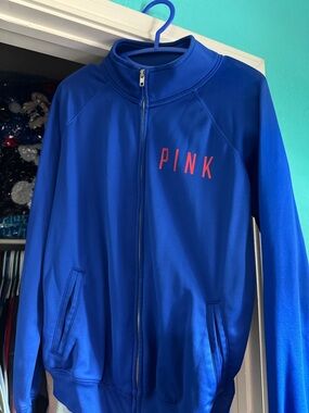 PINK Zip-Up Jacket in Royal Blue with Pink Logo